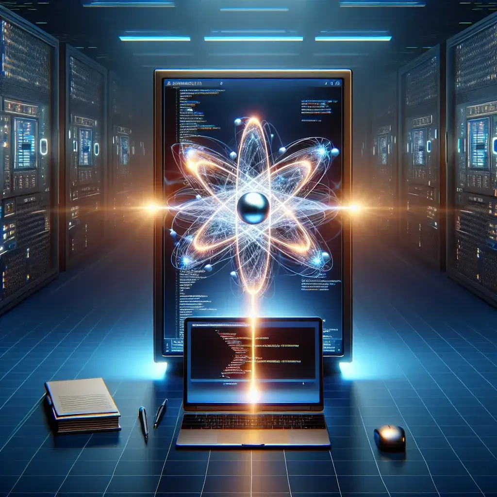 "Quantum computing startup team collaborating on error correction solutions in a modern lab setting, showcasing advanced technology and innovative research towards achieving breakthrough performance."